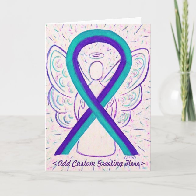 Lila- och målmedvetenhet Ribbon Art Greeting Card Kort (Framsida)