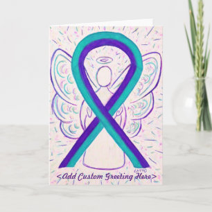 Lila- och målmedvetenhet Ribbon Art Greeting Card Kort