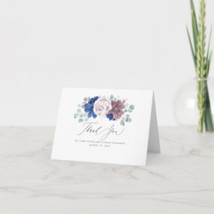 Lila och marinblå blommor Elegant tackkort