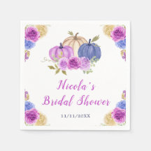 Lila och marinblå blomstera pumpaber bröllopsdusch