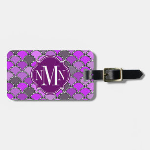 Lila och Mauve Scales Mönster Monogram Bagagebricka
