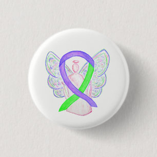 Lila och medvetandegrad Ribbon Angel Pin Buttons Knapp