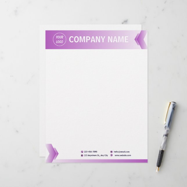 Lila och modern Professionell Brevhuvud (Fram/Back In Situ)