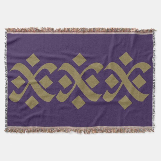 Lila och Mörk av den blomstra Eleganten Beige Filt (Framsidan)