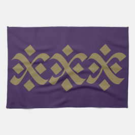 Lila och Mörk av den blomstra Eleganten Beige Kökshandduk