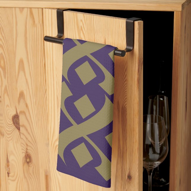 Lila och Mörk av den blomstra Eleganten Beige Kökshandduk (Thirds Fold)