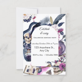 Lila och Mörk blått vattenfärg Halloween Inbjudningar