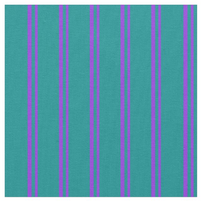 Lila och Mörk Cyan Färgad Linjer Tyg (Närbild)