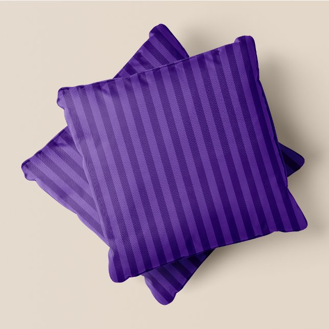 Lila och Mörk Lila Rand Kudde (Purple & Dark Purple Stripes Throw Pillow)