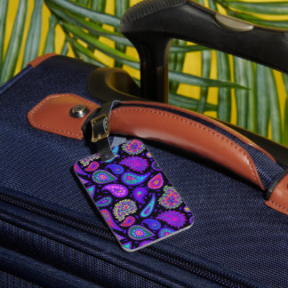 Lila och Multifärgad Paisley på Black Benice Bagagebricka
