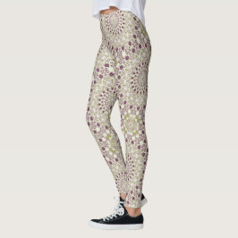 Lila och Olive Geometric Mandala Mönster Leggings