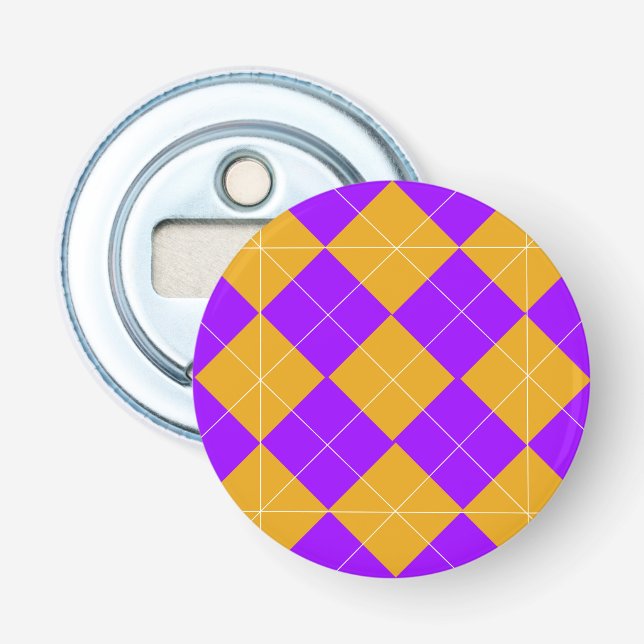 Lila och Orange Argyle Flasköppnare (Framsidan)