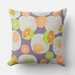 Lila och orange av färglös citron mönster l kudde