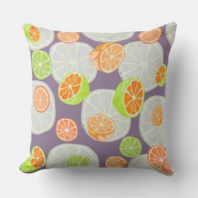Lila och orange av färglös citron mönster l kudde (Framsida)