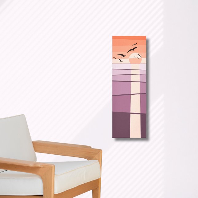 Lila och Orange av sjöfåglar vid solnedgångskonst Canvastryck (Purple & Orange Seabirds at Sunset Vector Art Canvas Print)