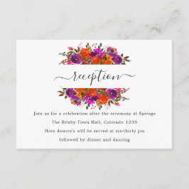 Lila och Orange Blommigt bröllopsmottagning Tilläggskort