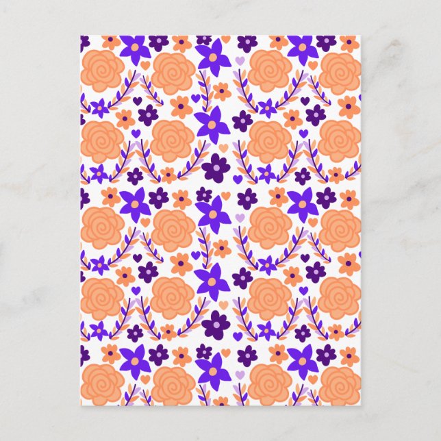 Lila Och Orange Blommor Vykort (Framsida)