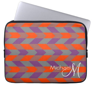 Lila och Orange Chevron Zigzag Anpassningsbar Mono Laptop Fodral