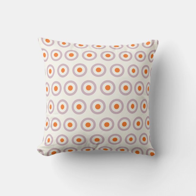 Lila- och Orange Circle Dot Retro Design Kudde (Framsida)