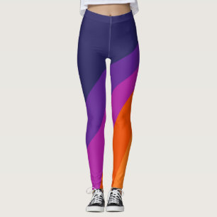 Lila och orange diagonal rand leggings