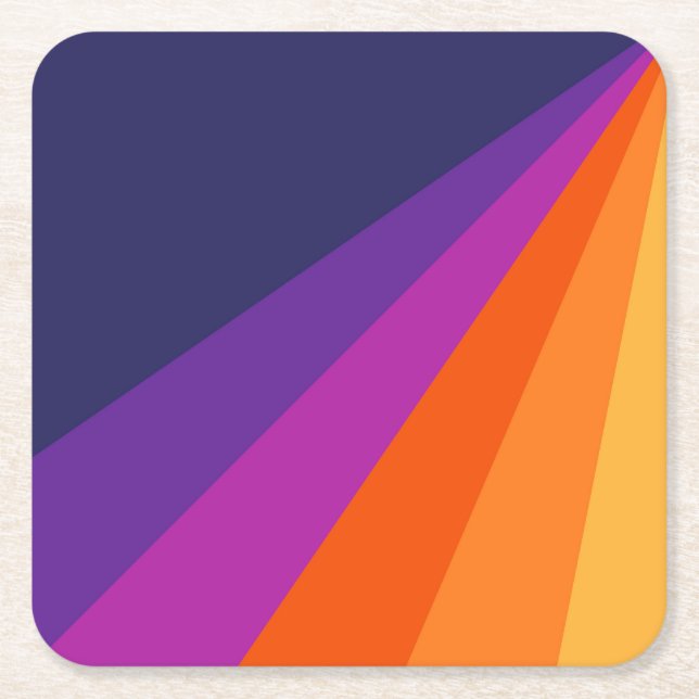 Lila och orange diagonal rand underlägg papper kvadrat (Framsidan)