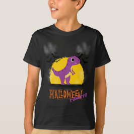 Lila och Orange Dinosaur Hunt i Halloween-natten T Shirt