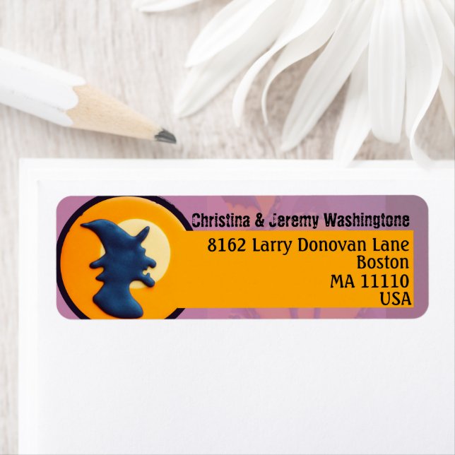 Lila och orange, estetisk Halloween-anpassningsbar Returadress Etikett (Insitu)