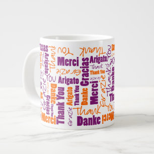 Lila och Orange flerspråkig Tack Jumbo Mugg