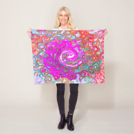 Lila och Orange Groovy Abstrakt Retro Swirl Fleecefilt