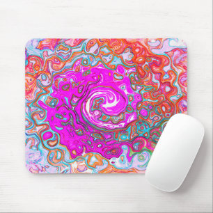 Lila och Orange Groovy Abstrakt Retro Swirl Musmatta