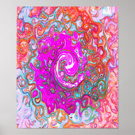 Lila och Orange Groovy Abstrakt Retro Swirl Poster