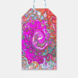 Lila och Orange Groovy Abstrakt Retro Swirl Presentetikett