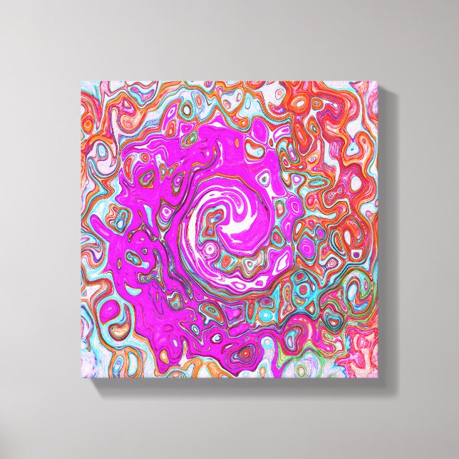 Lila och orange groovy abstrakt retro virvel canvastryck (Framsida)