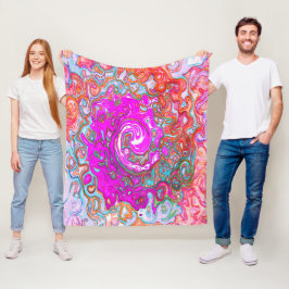 Lila och Orange Groovy Abstrakt Retro Virvel Fleecefilt