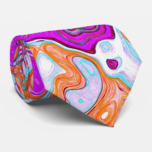Lila och Orange Groovy Abstrakt Retro Virvel Slips