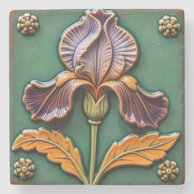 Lila och Orange ris Stenunderlägg (Framsidan)