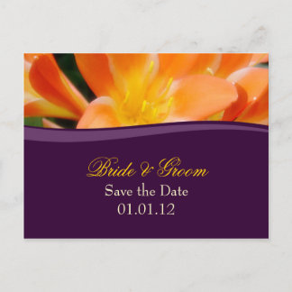 Lila och Orange Spara vykortet för datum Meddelande Vykort