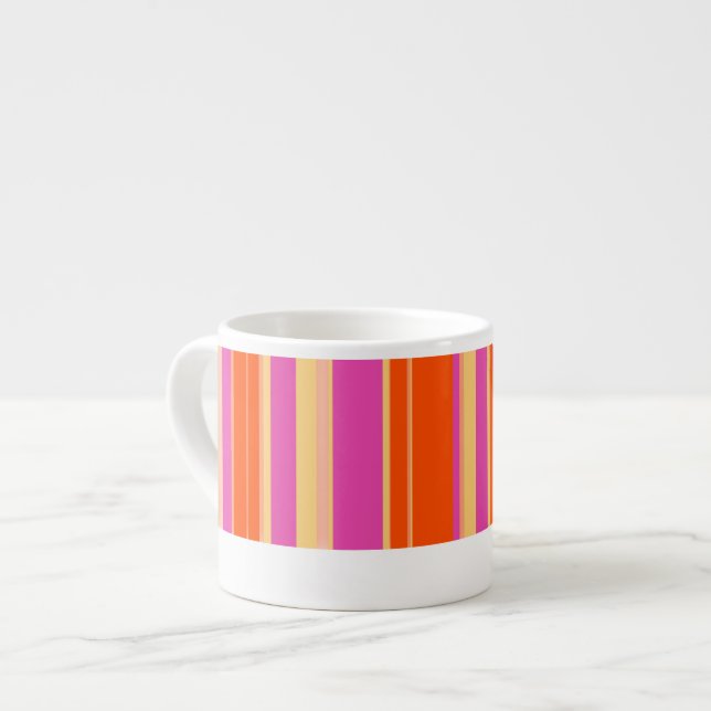 Lila och orange, stripe kaffe espresso mugg espressomugg (Framsida vänster)