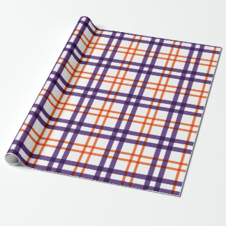 Lila och Orange Tartan Presentpapper