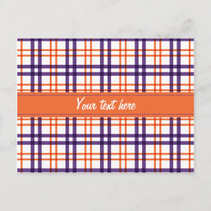 Lila och Orange Tartan Vykort