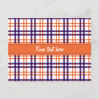 Lila och Orange Tartan Vykort
