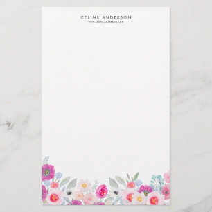 Lila och  pastellBlommigt Garland Personalize Brevpapper