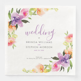 Lila och persikofärgning av vattenfärger ram pappersservett