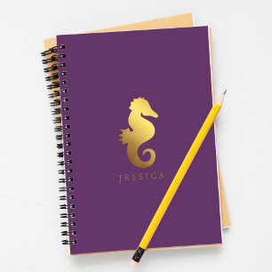 Lila och Personlig av guldblomma (Faux Gold Foil S Anteckningsbok Med Spiral