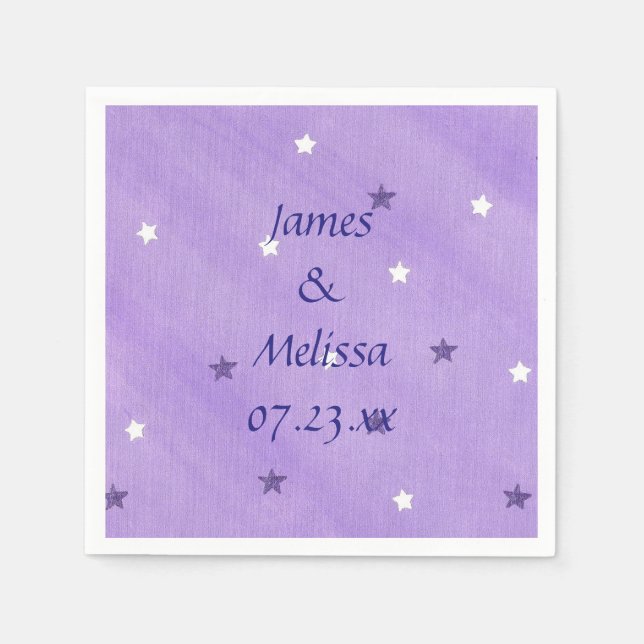 Lila och Personlig av vitstjärnor Pappersservett (Framsidan)