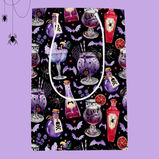 Lila och Red Halloween Cocktails and Potions (Purple and Red Halloween Cocktails and Potions Medium Gift Bag)