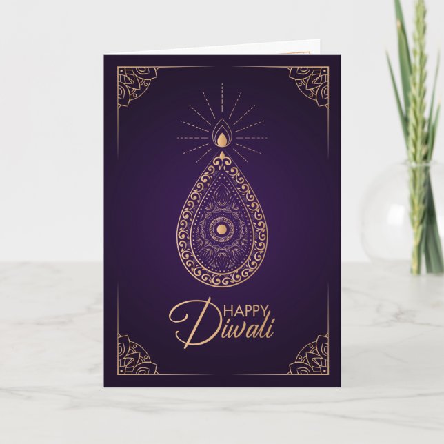 Lila och Ro guld, Lycklig Diwali Kort (Framsida)