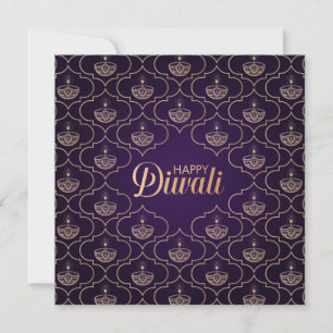 Lila och Ro guld mönster Lycklig Diwali Kort