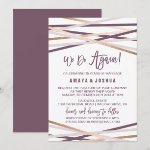 Lila och Ro Guld Streamers Vow Renewal Inbjudningar