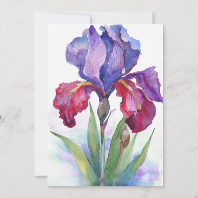 Lila och röd iris inbjudningar (Framsida)